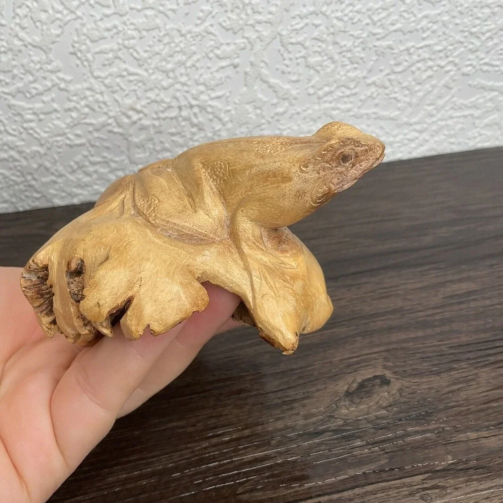 VTG Hand Carved Burl Wood Frog Unusual Indonesian Chinaberry‎ Bali Collectible